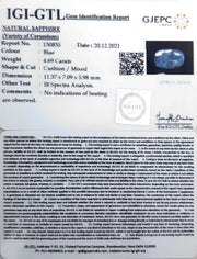 4.69/CT Natural Blue Sapphire with Govt Lab Certificate-BLUSA9S